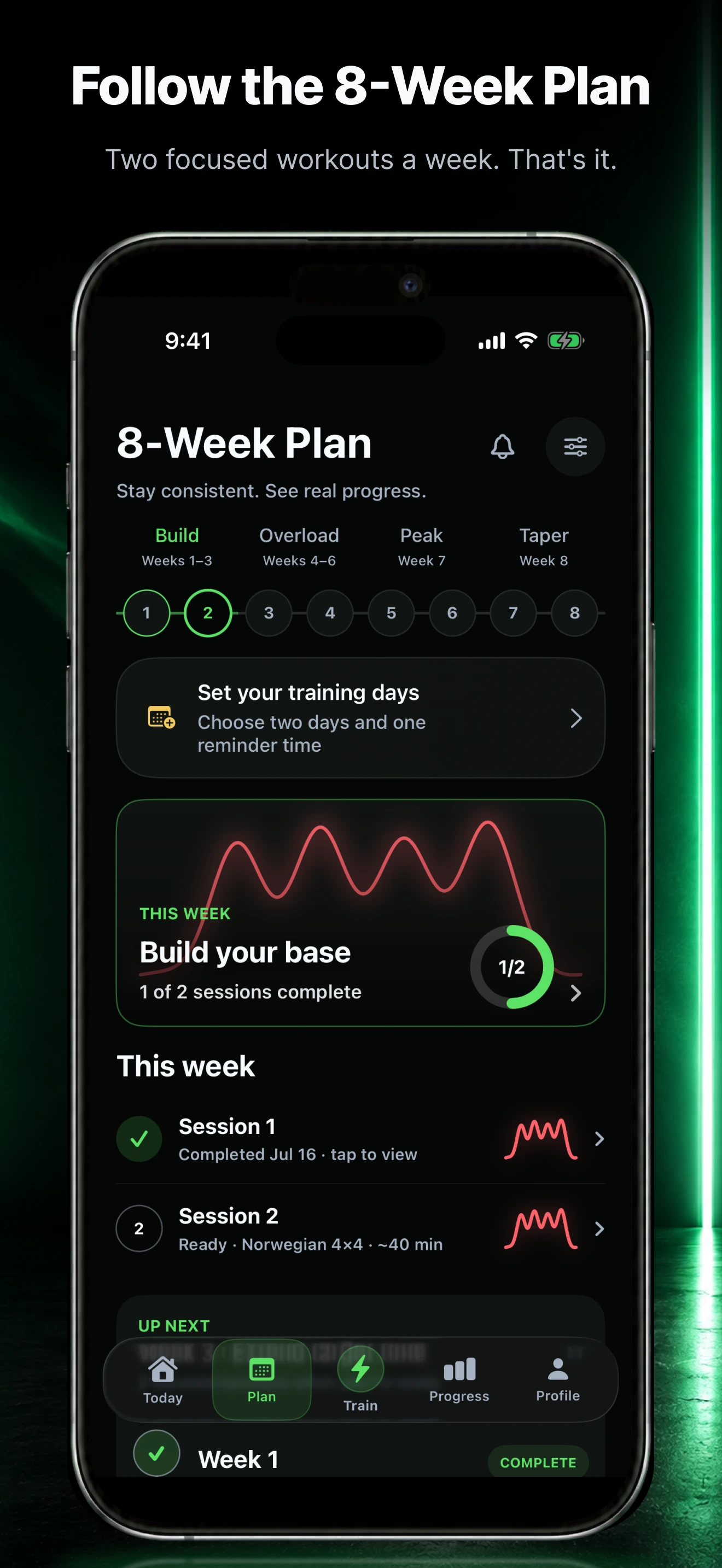 Ramp4x4 guided 8-week workout plan on iPhone